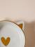 Set of 2 Ceramic Cat Bowls, FAMILY ecru+printed white 