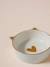 Set of 2 Ceramic Cat Bowls, FAMILY ecru+printed white 