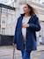 Fur-lined leopard print maternity and babywearing parka ENVIE DE FRAISE navy blue 