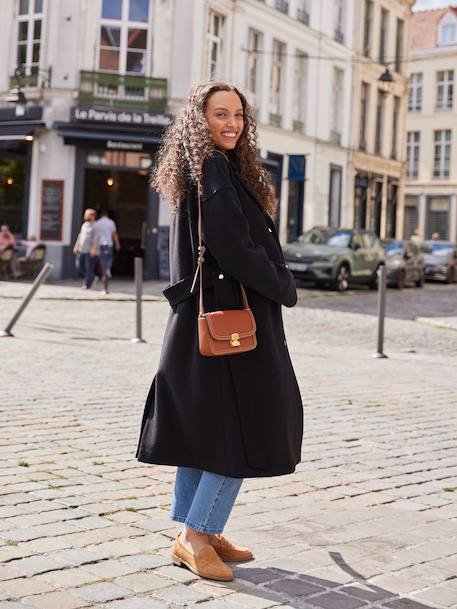 Woollen Cloth Coat, Adaptive for Maternity & Babywearing, by ENVIE DE FRAISE black+hazel 