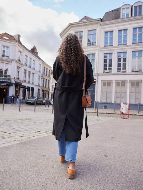Woollen Cloth Coat, Adaptive for Maternity & Babywearing, by ENVIE DE FRAISE black+hazel 