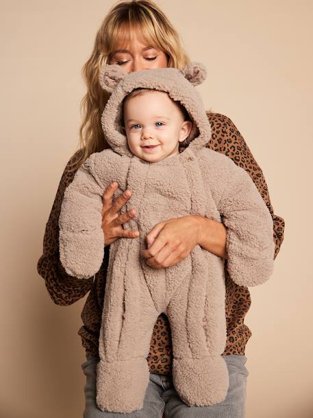 Pramsuit with Leopard Lining, Family Capsule Collection, ENVIE DE FRAISE taupe 