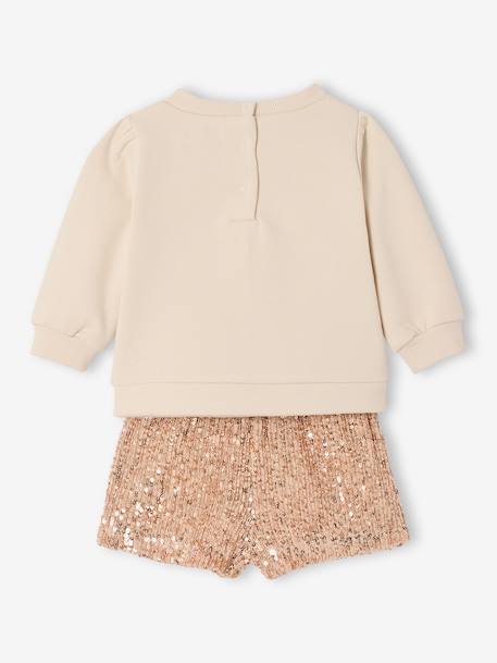 Christmas Set for Baby Girls: Sequinned Sweatshirt & Shorts gold 