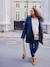 Fur-lined leopard print maternity and babywearing parka ENVIE DE FRAISE navy blue 