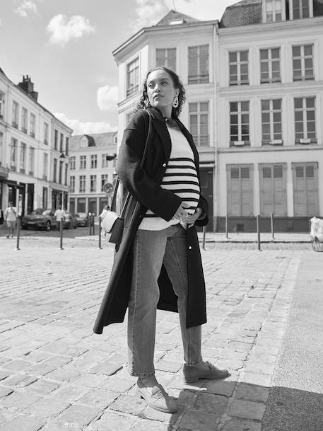 Woollen Cloth Coat, Adaptive for Maternity & Babywearing, by ENVIE DE FRAISE black+hazel 