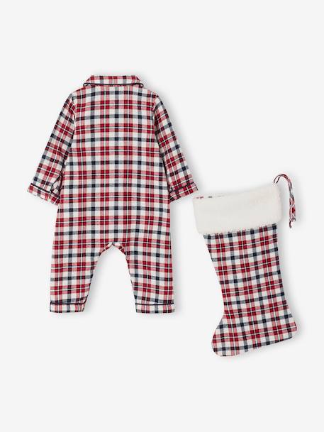 Chequered Jumpsuit + Socks Set for Newborns red 