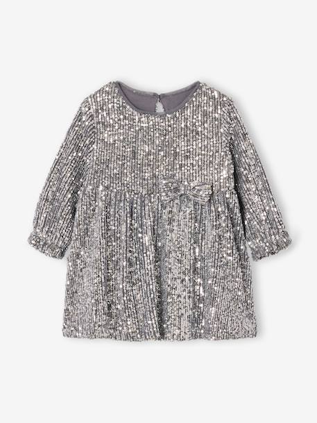 Occasion Wear Dress with Sequins for Babies gold+silver 