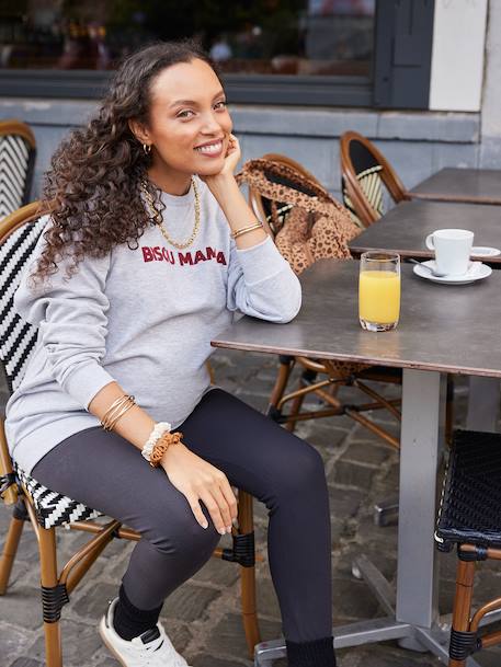 'Bisou Mama' Sweatshirt & Leggings Set for Maternity & Nursing, ENVIE DE FRAISE marl grey 