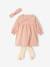 Baby girl dress, band for head accessories for hair, tights and Christmas gift box set rosy 