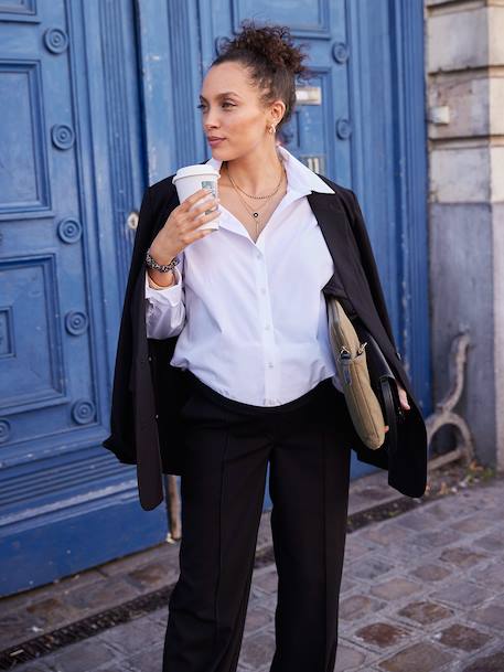 Wide-leg ENVIE DE FRAISE maternity trousers with a tailored feel black 