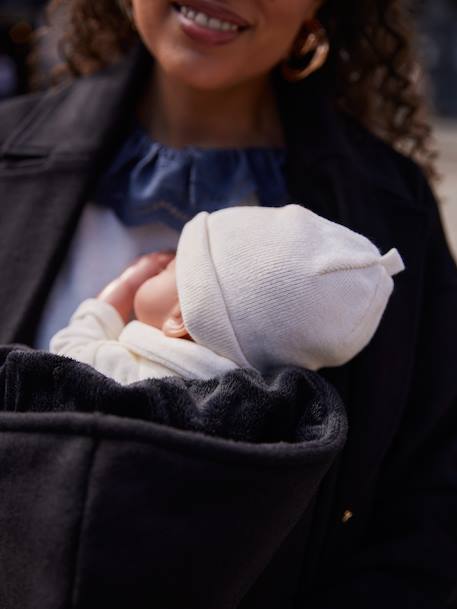 Woollen Cloth Coat, Adaptive for Maternity & Babywearing, by ENVIE DE FRAISE black+hazel 