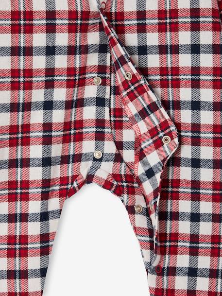 Chequered Jumpsuit + Socks Set for Newborns red 