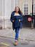 Fur-lined leopard print maternity and babywearing parka ENVIE DE FRAISE navy blue 