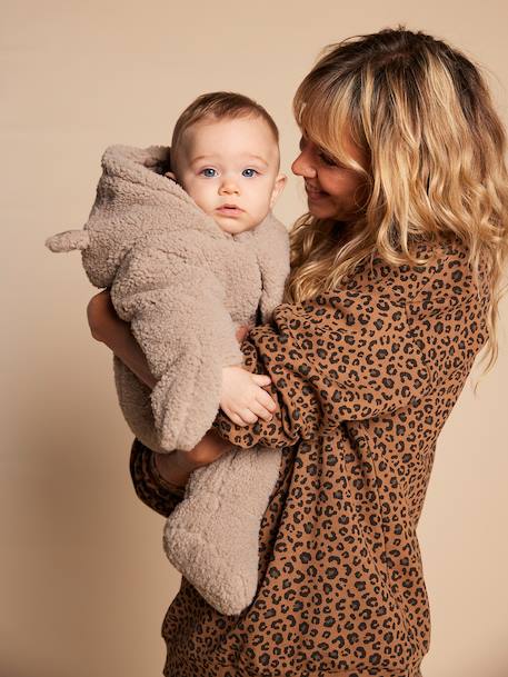 Pramsuit with Leopard Lining, Family Capsule Collection, ENVIE DE FRAISE taupe 