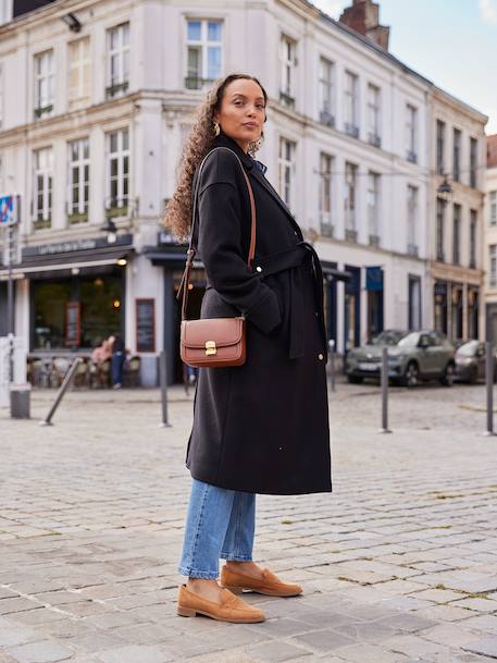 Woollen Cloth Coat, Adaptive for Maternity & Babywearing, by ENVIE DE FRAISE black+hazel 