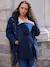 Fur-lined leopard print maternity and babywearing parka ENVIE DE FRAISE navy blue 