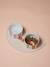 Ceramic Dog Bowl, FAMILY camel+printed white+striped pink 