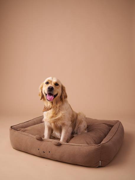 Quilted velvet pet basket FAMILY camel 