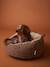 Quilted pet basket FAMILY caramel+printed brown 