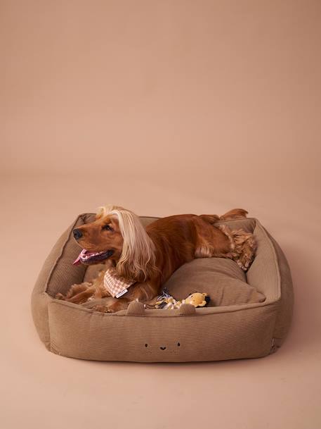 Quilted velvet pet basket FAMILY camel 