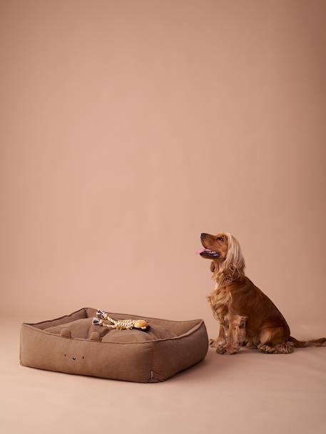 Quilted velvet pet basket FAMILY camel 