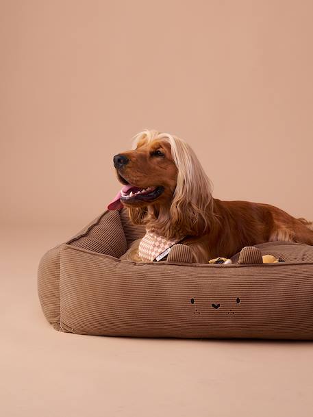 Quilted velvet pet basket FAMILY camel 