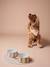 Ceramic Dog Bowl, FAMILY camel+printed white+striped pink 