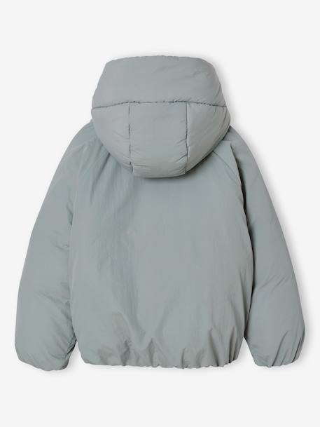 Lightweight jacket with crossover fastening for girls grey green 