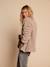 Sherpa jacket with leopard lining for women, mother-daughter capsule collection by ENVIE DE FRAISE taupe 