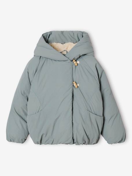 Lightweight jacket with crossover fastening for girls grey green 