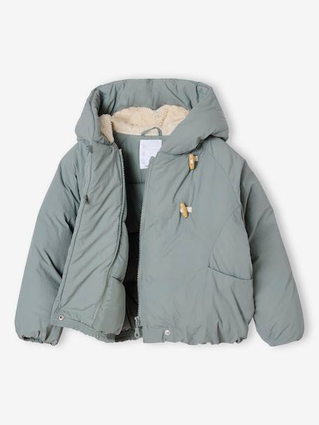 Lightweight jacket with crossover fastening for girls grey green 