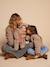 Sherpa jacket with leopard lining for women, mother-daughter capsule collection by ENVIE DE FRAISE taupe 