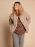 Sherpa jacket with leopard lining for women, mother-daughter capsule collection by ENVIE DE FRAISE taupe 