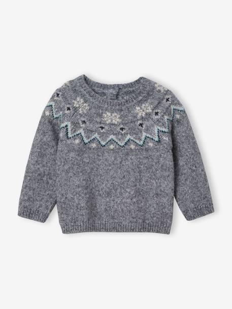 Baby Christmas jacquard jumper from the family capsule collection marl grey 