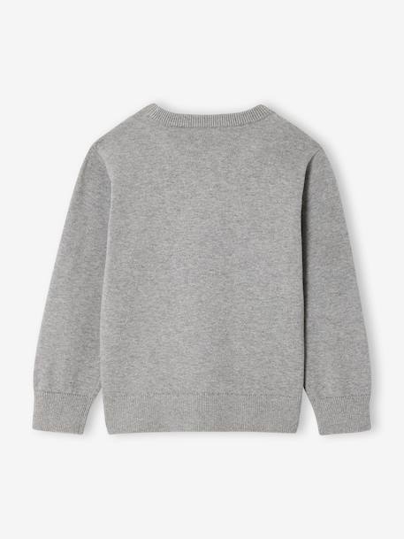 Round Neckline Jumper with Dog Motif marl grey 