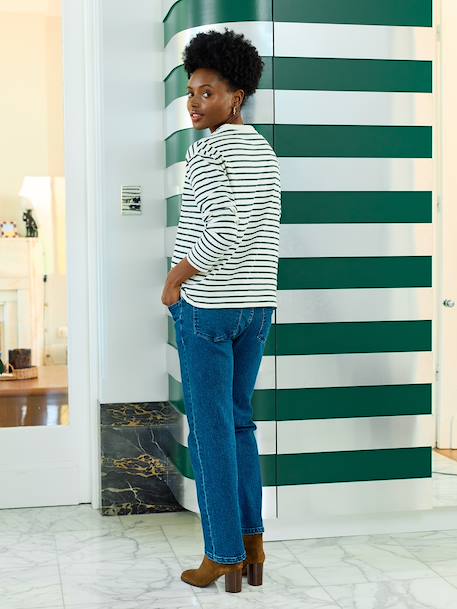 Cotton* striped nursing clothes t-shirt green 