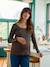 Long-Sleeved T-Shirt in Rib Knit for Maternity chocolate 