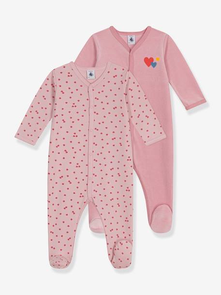 Pack of 2 PETIT BATEAU cotton baby pyjamas rose 