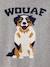 Round Neckline Jumper with Dog Motif marl grey 