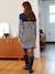 Striped knitted nursing clothes dress marl beige 