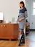 Striped knitted nursing clothes dress marl beige 
