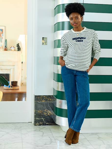 Cotton* striped nursing clothes t-shirt green 