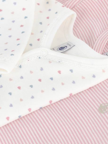 Pack of 2 Printed Cotton Pyjamas for Babies, PETIT BATEAU rose 