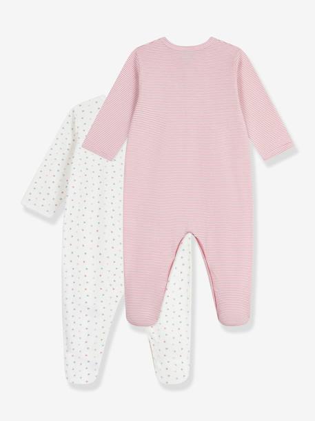 Pack of 2 Printed Cotton Pyjamas for Babies, PETIT BATEAU rose 