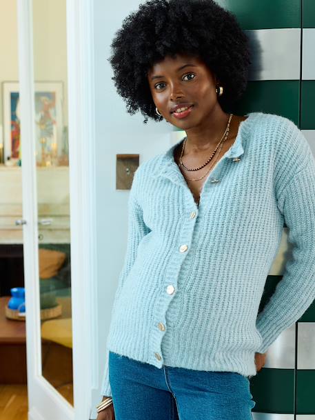 Pear Knit Cardigan for Maternity & Nursing crystal blue 