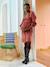 Short cotton gauze dress for maternity and nursing clothes black+dusky pink 