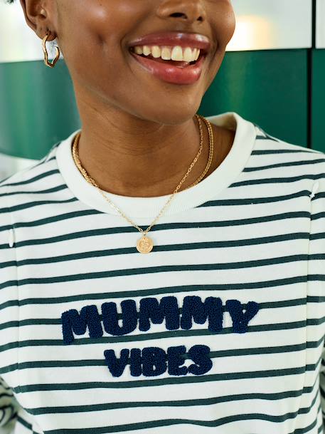 Cotton* striped nursing clothes t-shirt green 