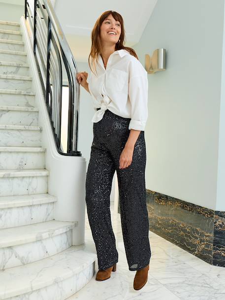 Sequinned Trousers for Maternity black 