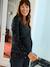 Reversible sequin nursing blouse, front/back black 