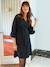 Short cotton gauze dress for maternity and nursing clothes black+dusky pink 